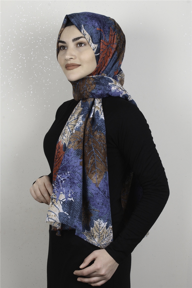 Pamuklu Twist Şal 1265-12 Petrol Mavisi