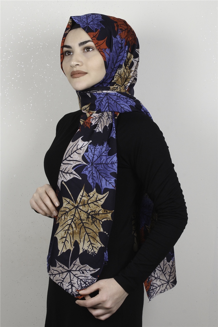 Pamuklu Twist Şal 1265-18 Lacivert