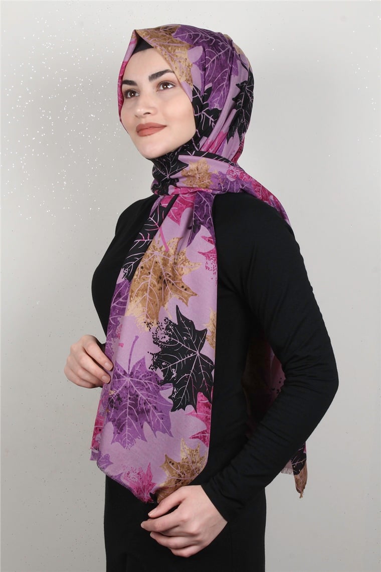 Pamuklu Twist Şal 1265-7 Lila