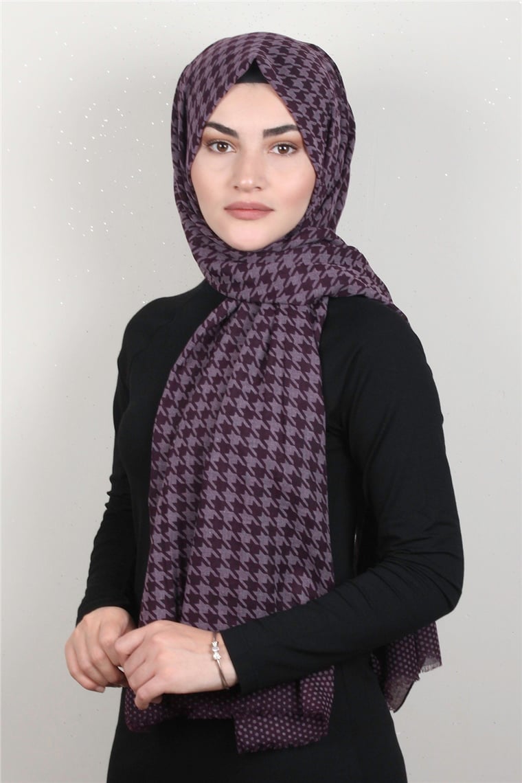 Pamuklu Twist Şal 1268-10 Kaz Ayağı Desen
