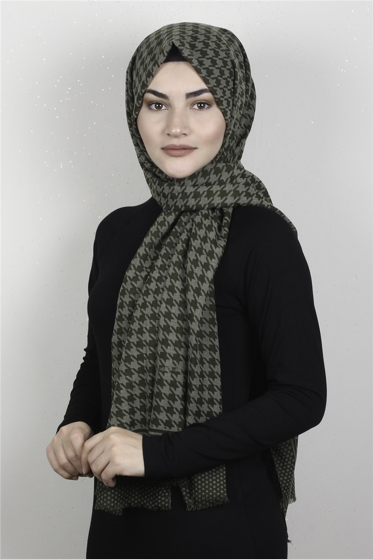 Pamuklu Twist Şal 1268-2 Kaz Ayağı Desen