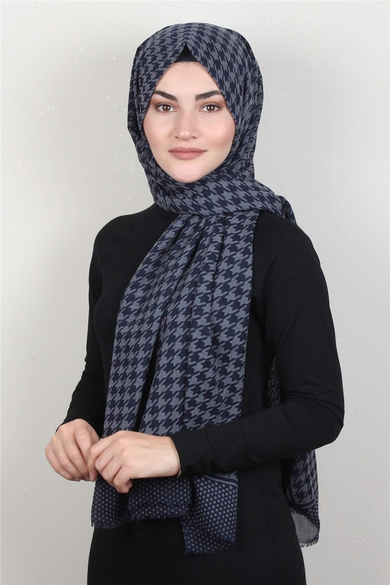 Pamuklu Twist Şal 1268-5 Kaz Ayağı Desen 