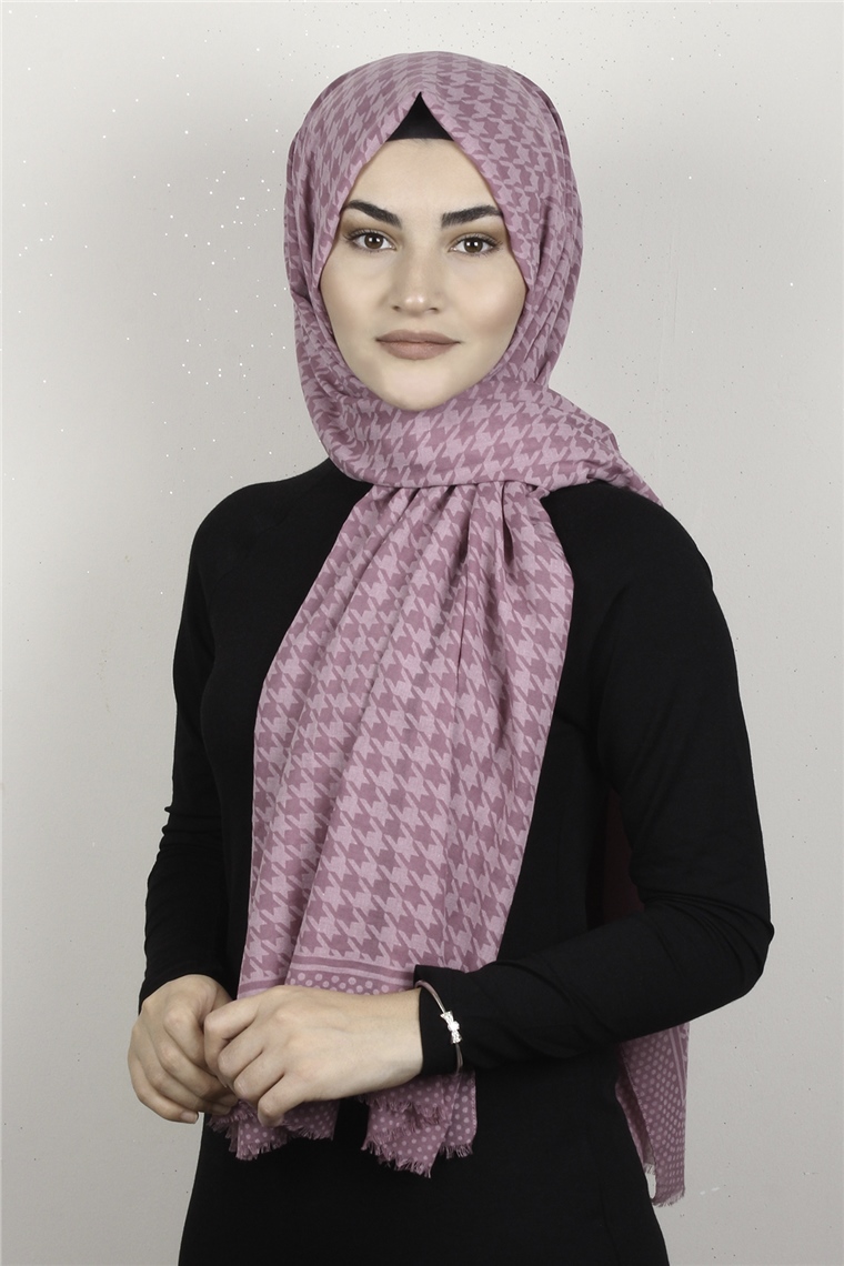 Pamuklu Twist Şal 1268-6 Kaz Ayağı Desen