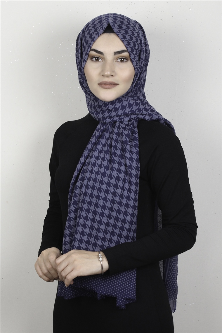 Pamuklu Twist Şal 1268-9 Kaz Ayağı Desen