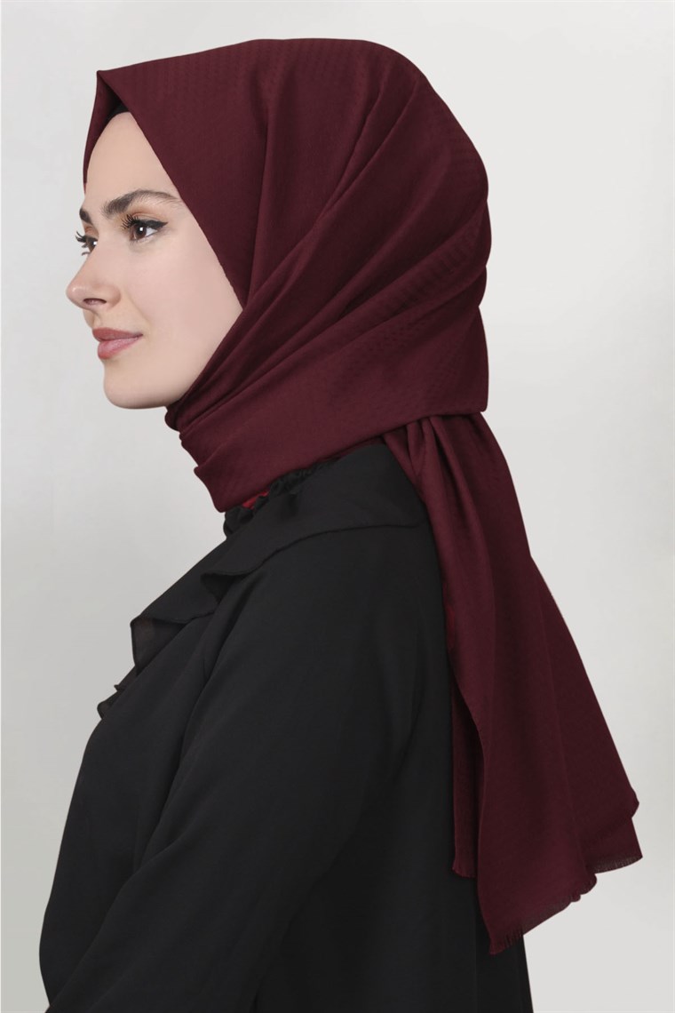 Pamuklu Twist Şal 1276-3 Bordo
