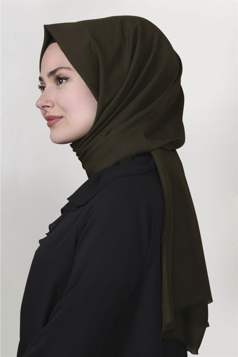 Pamuklu Twist Şal 1277-1 Haki Yeşili