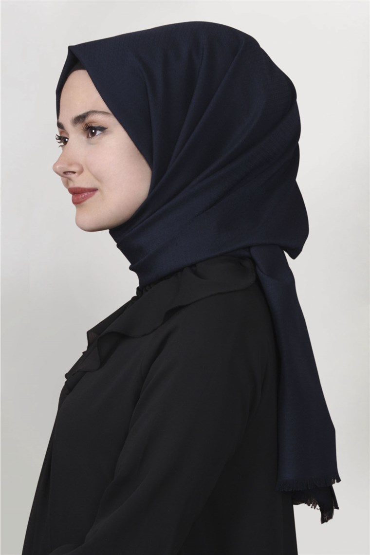 Pamuklu Twist Şal 1277-8 Lacivert