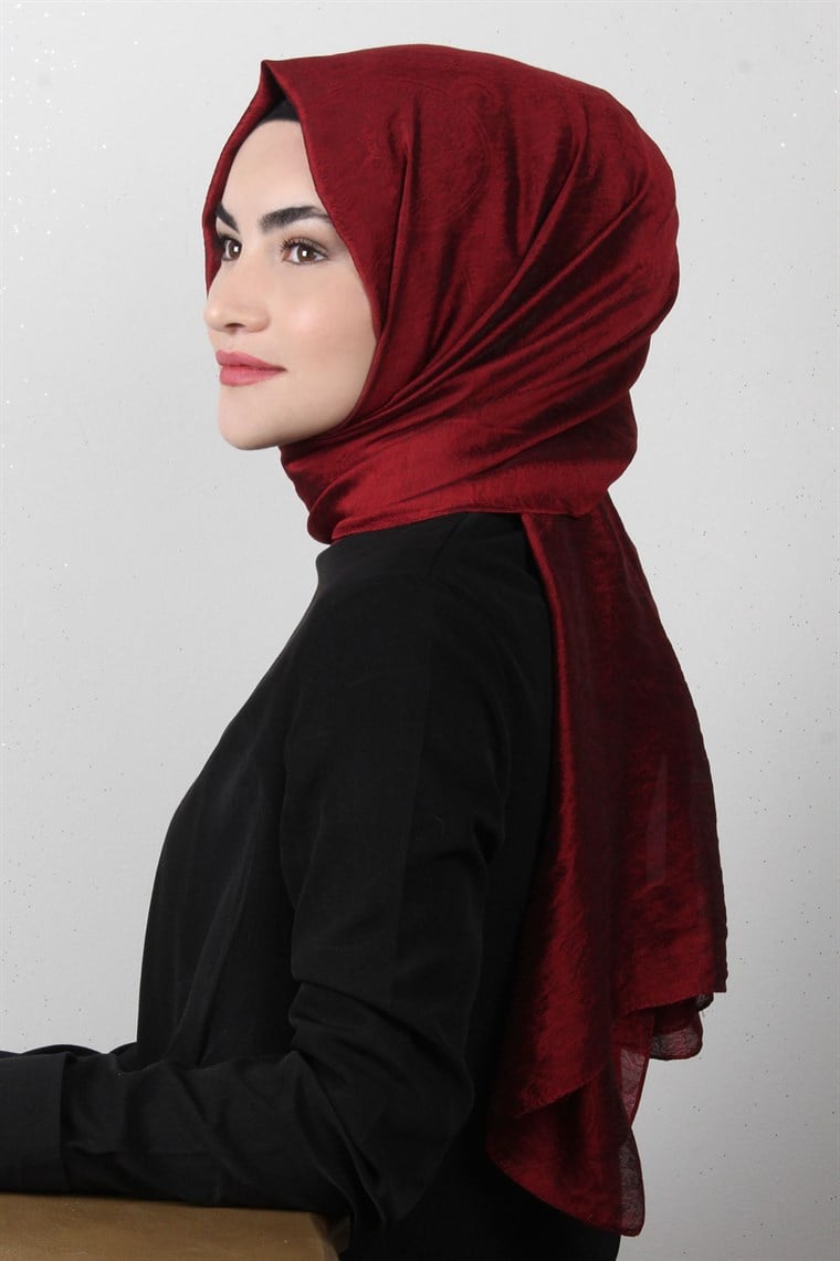 Piramit Desenli Cazz Şal 1459-14 Bordo