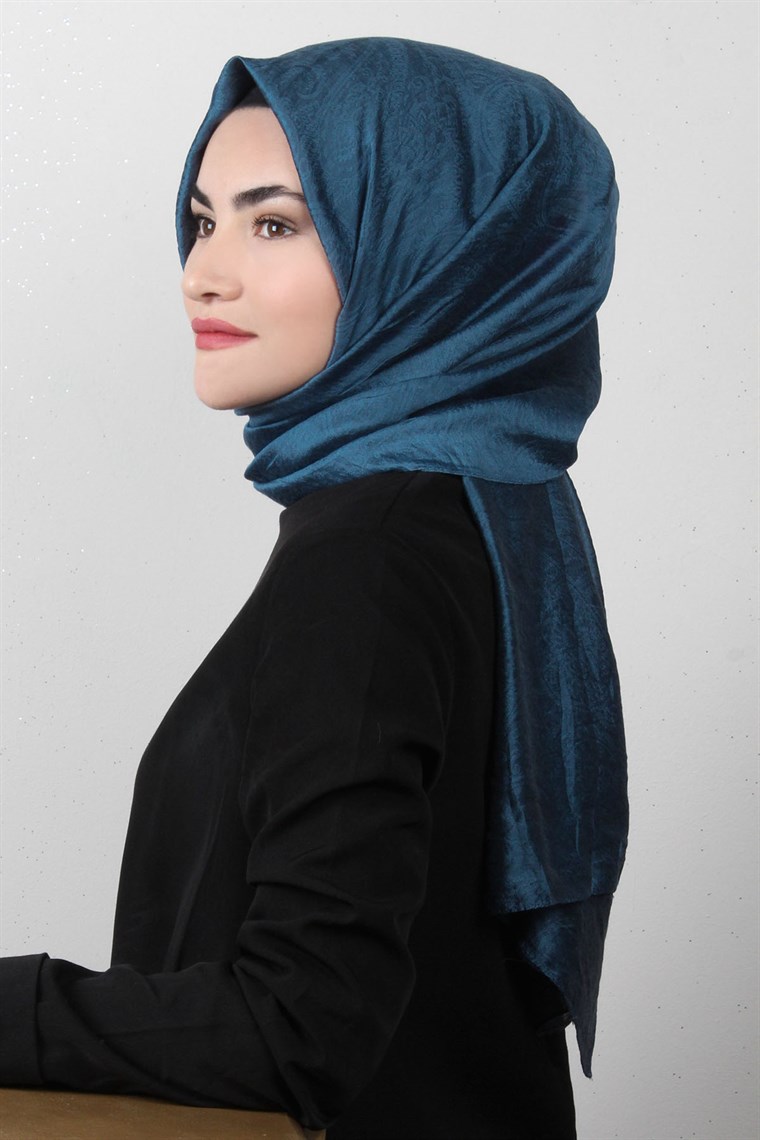 Piramit Desenli Cazz Şal 1459-15 İndigo