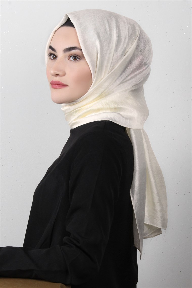 Piramit Desenli Cazz Şal 1459-4 Krem