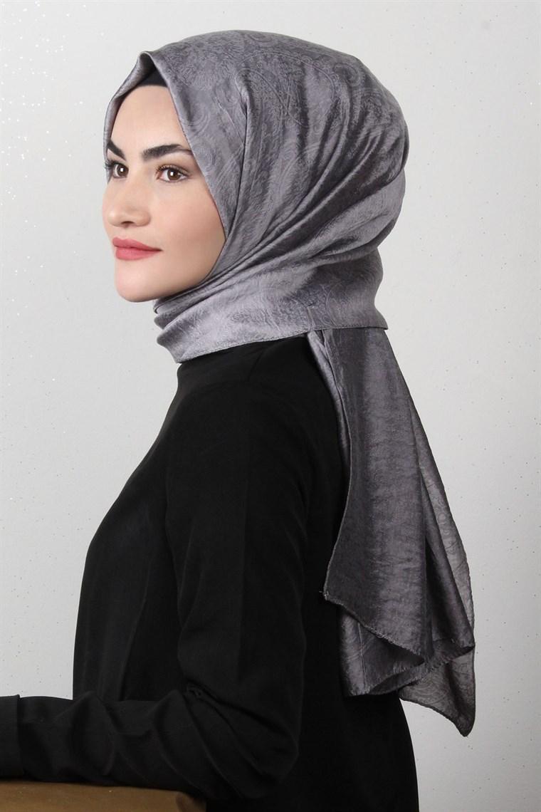 Piramit Desenli Cazz Şal 1459-7 Füme