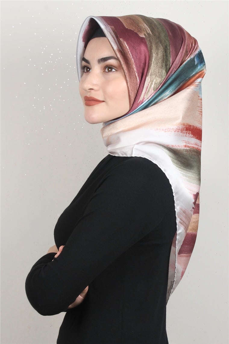 Piramit Dijital Eşarp 1352-10 Krem