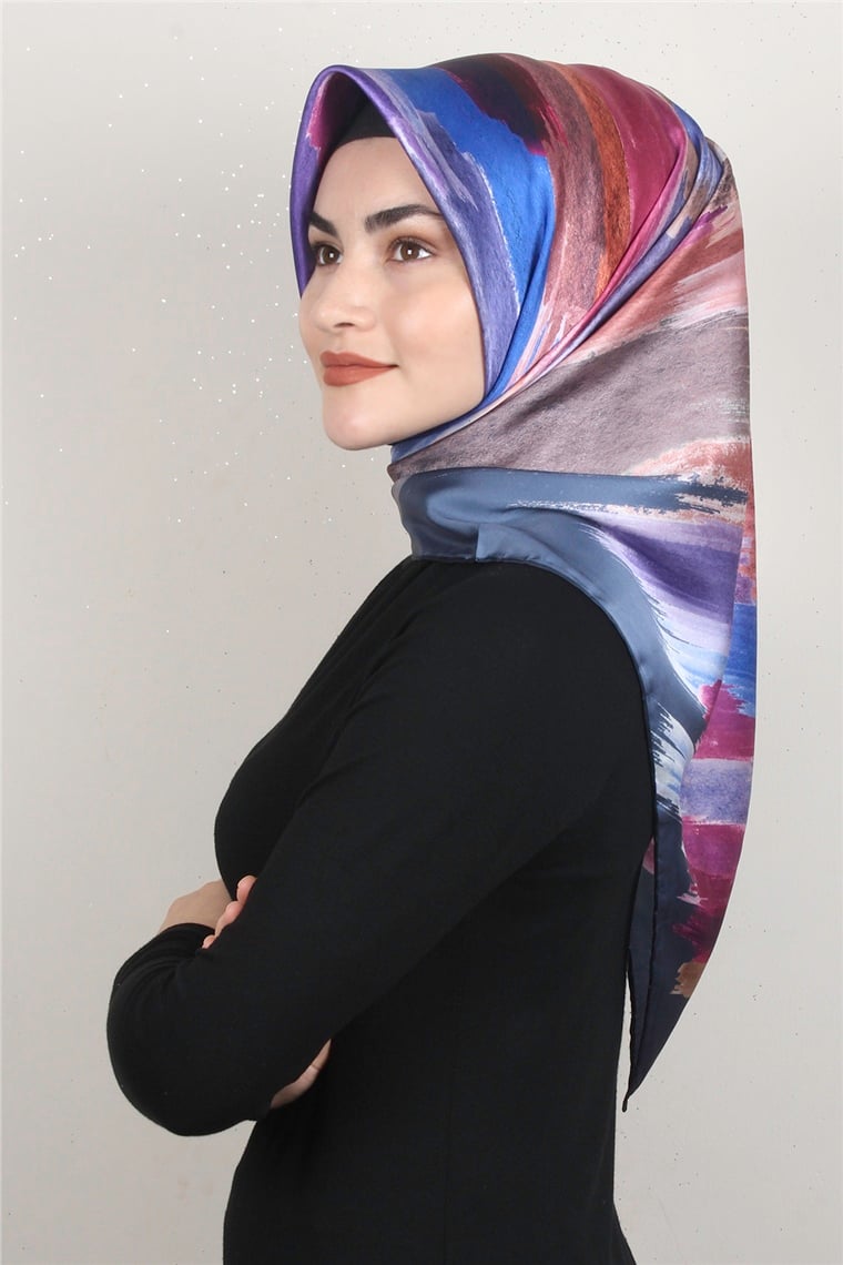 Piramit Dijital Eşarp 1352-12 İndigo