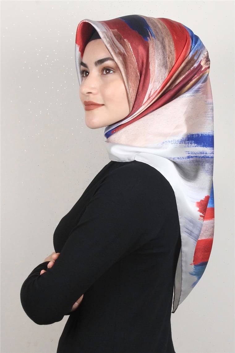 Piramit Dijital Eşarp 1352-7 Gri