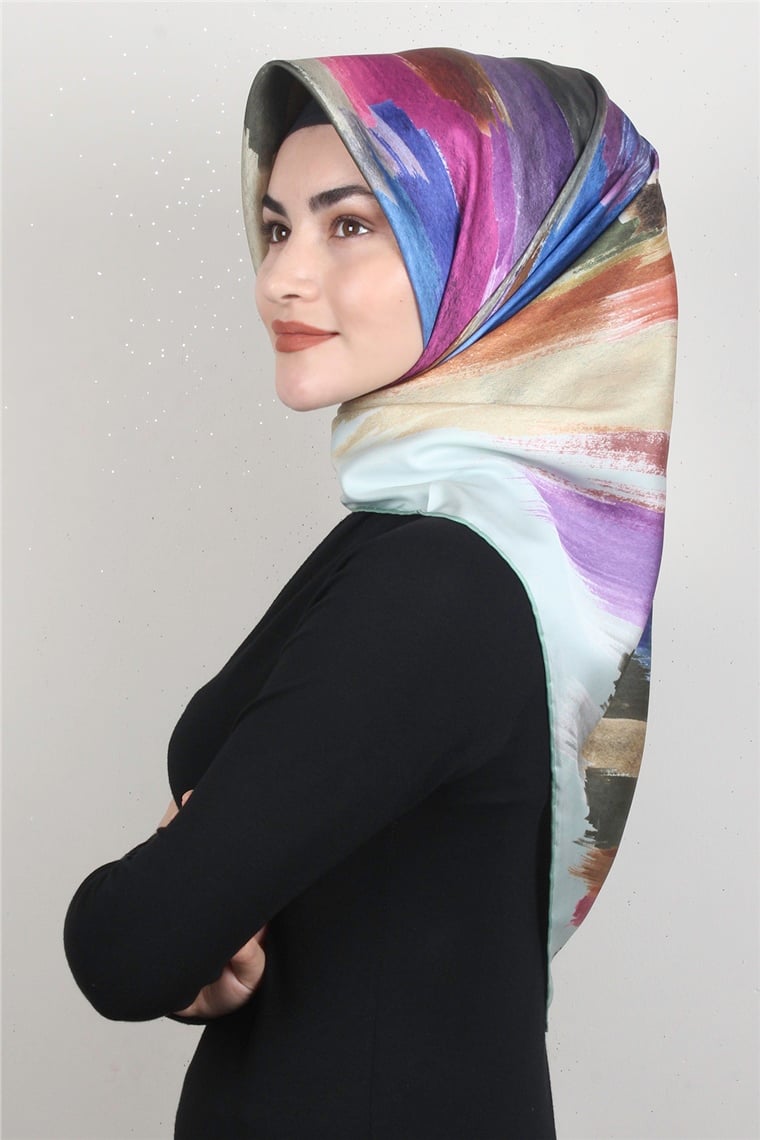 Piramit Dijital Eşarp 1352-8 Mint Yeşili