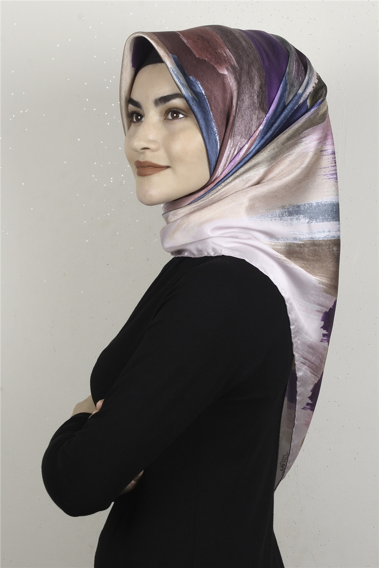 Piramit Dijital Eşarp 1352-9 Pembe 