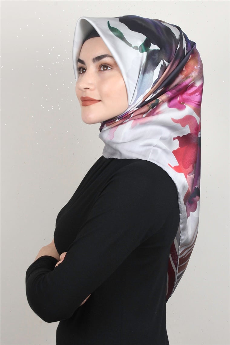 Piramit Dijital Eşarp 1353-2 Gri
