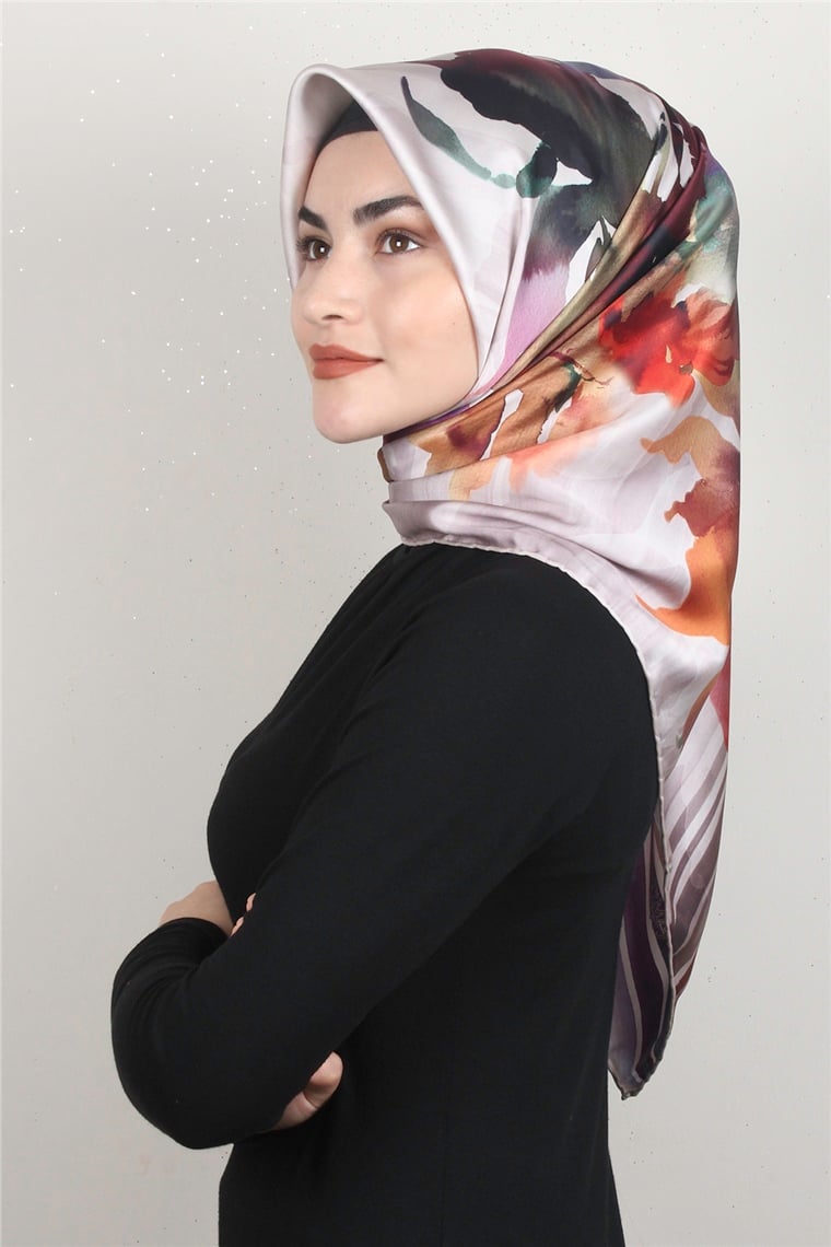 Piramit Dijital Eşarp 1353-3 Açık Vizon