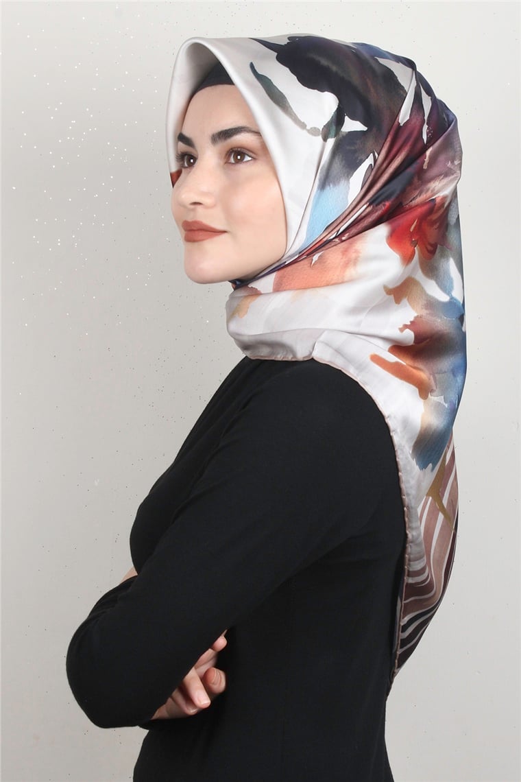 Piramit Dijital Eşarp 1353-4 Vizon
