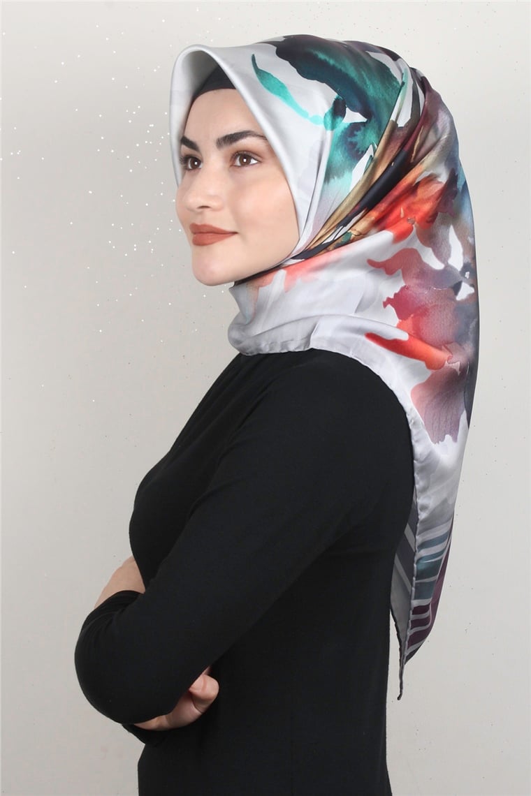 Piramit Dijital Eşarp 1353-6 Gri