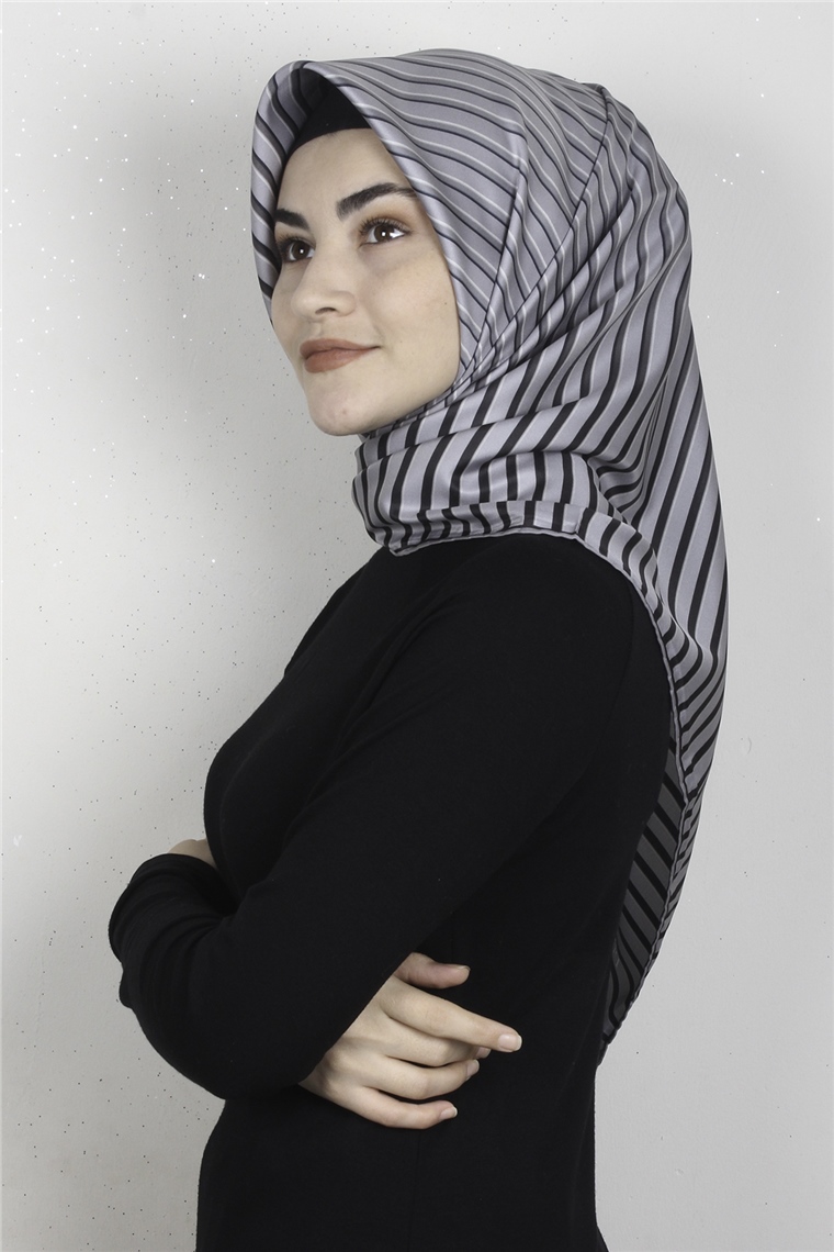 Piramit Dijital Eşarp 1357-1 Gri