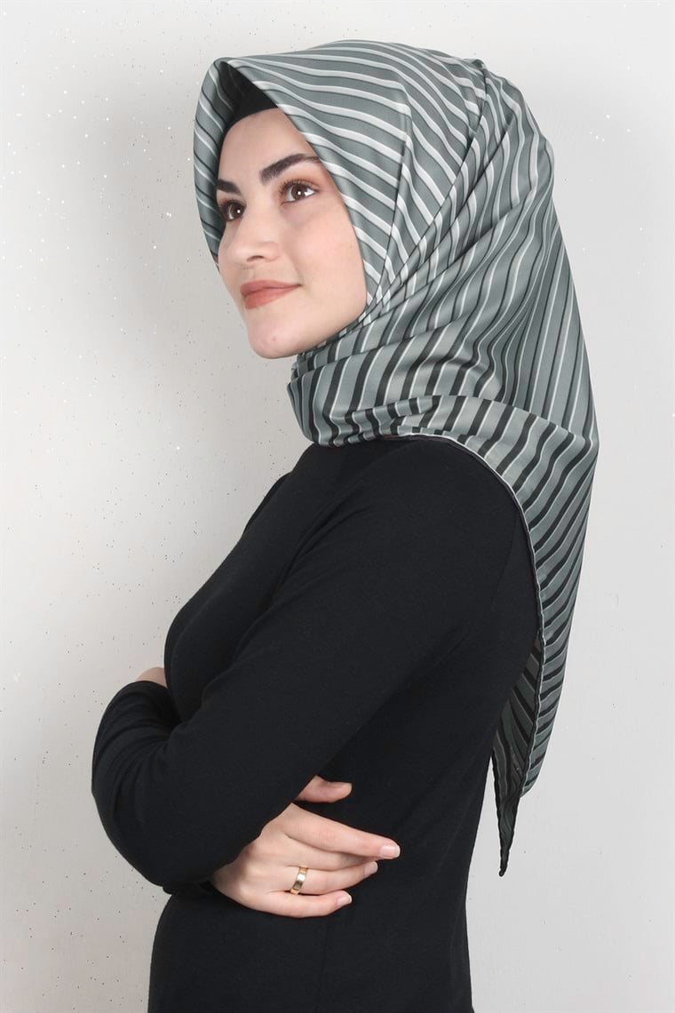 Piramit Dijital Eşarp 1357-12 Küf Yeşili