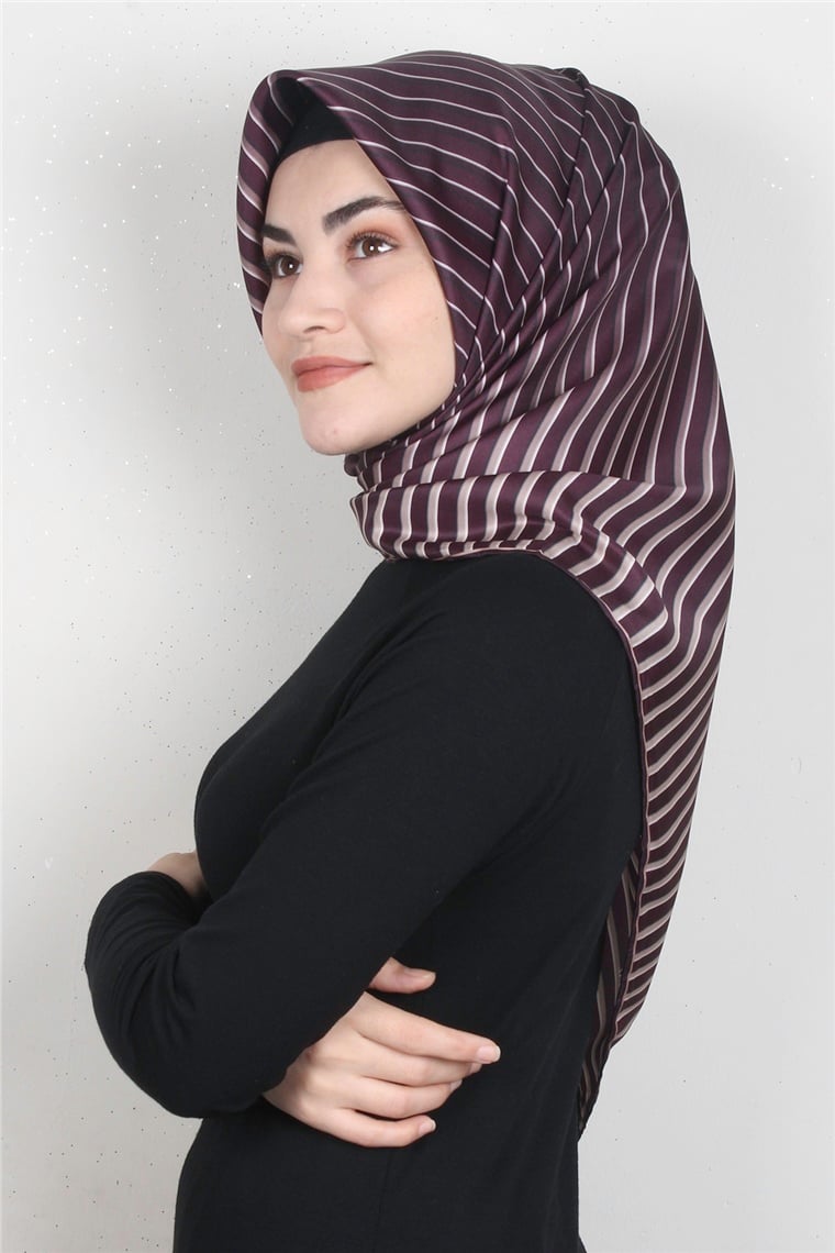 Piramit Dijital Eşarp 1357-2 Mürdüm