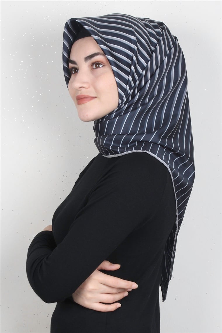Piramit Dijital Eşarp 1357-3 Lacivert