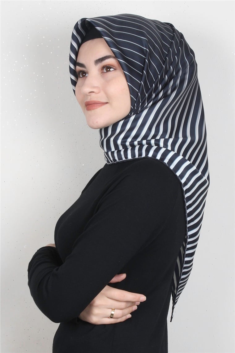 Piramit Dijital Eşarp 1357-4 Lacivert