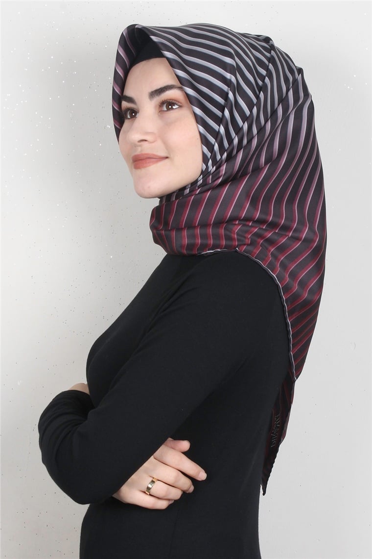 Piramit Dijital Eşarp 1357-5 Bordo