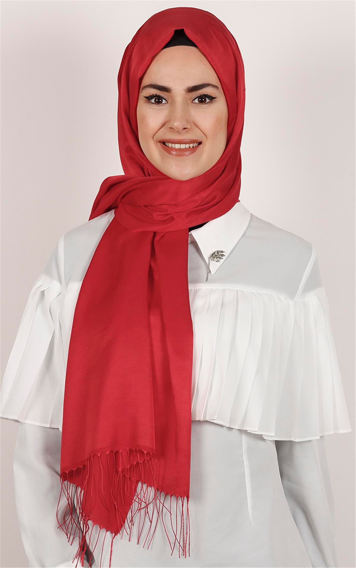 Piramit İpeksi Şal 2806-10 Kırmızı