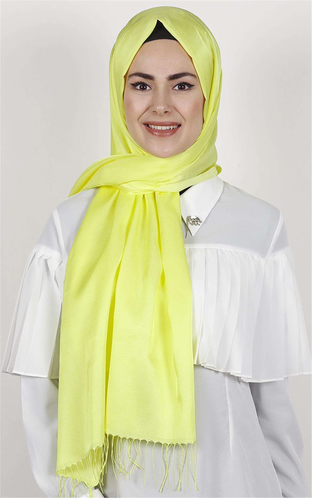Piramit İpeksi Şal 2806-24 Limon Sarısı