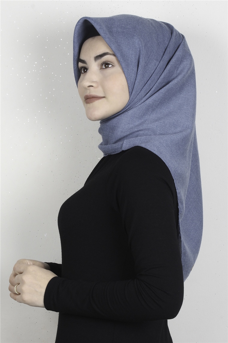 Piramit Keten Eşarp 1395-37 Kot Mavi
