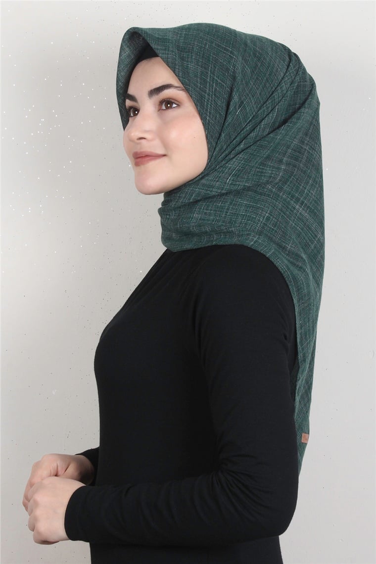 Piramit Keten Eşarp 1395-51 Zümrüt