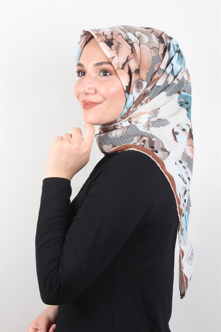 Piramit Krep Eşarp 116-0001-02 Vizon-Yeşil