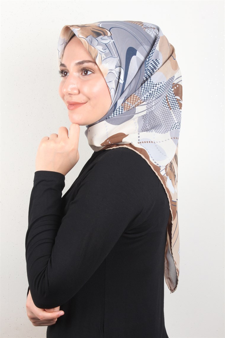 Piramit Krep Eşarp 116-0003-06 Kahve