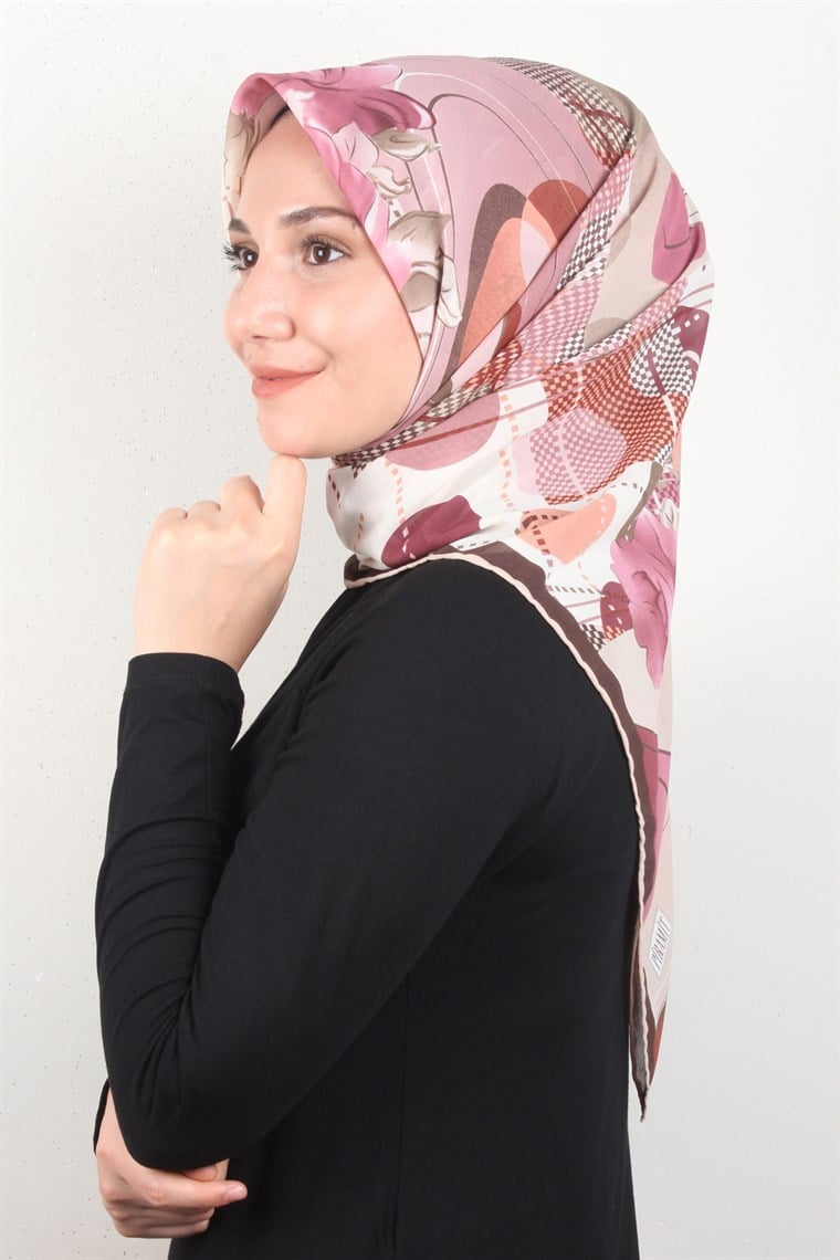 Piramit Krep Eşarp 116-0003-08 Pembe