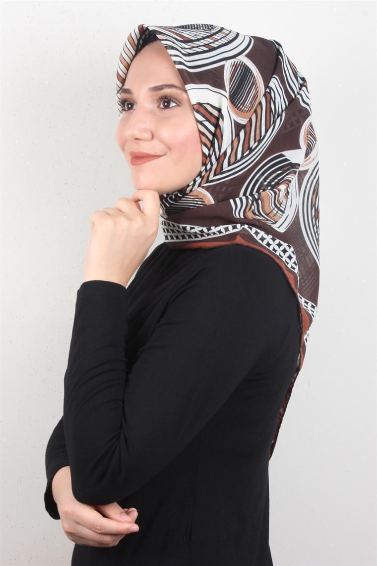 Piramit Krep Eşarp 116-0005-04 Acı Kahve