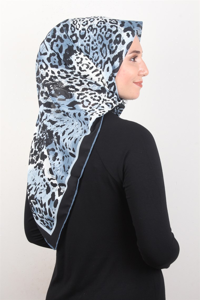 Piramit Krep Eşarp 116-0006-03 Lacivert
