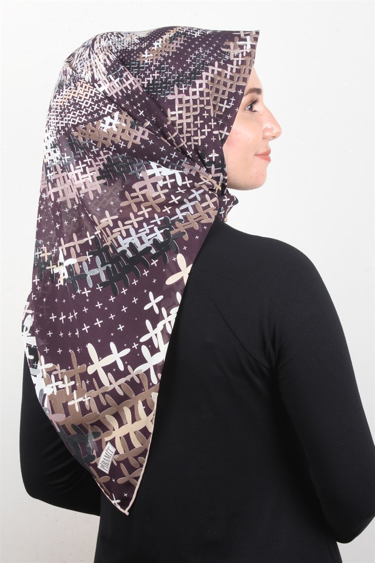 Piramit Krep Eşarp 116-0007-01 Mor