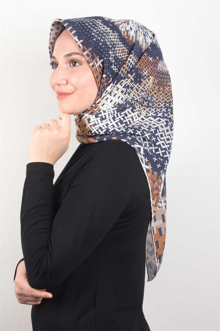 Piramit Krep Eşarp 116-0007-02 Laci-Kahve