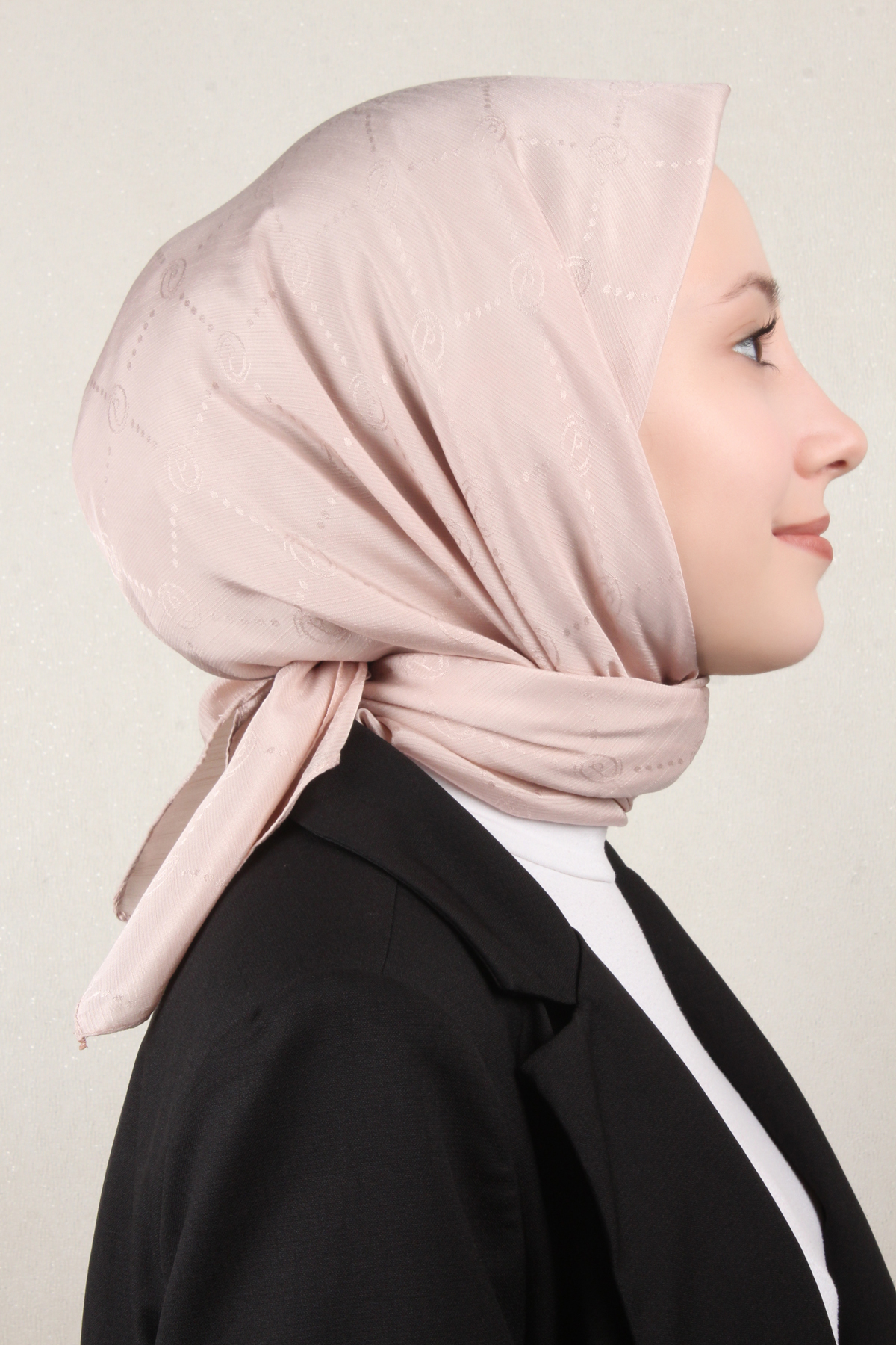 Piramit Monogram Eşarp 4117-18 Açık Pembe