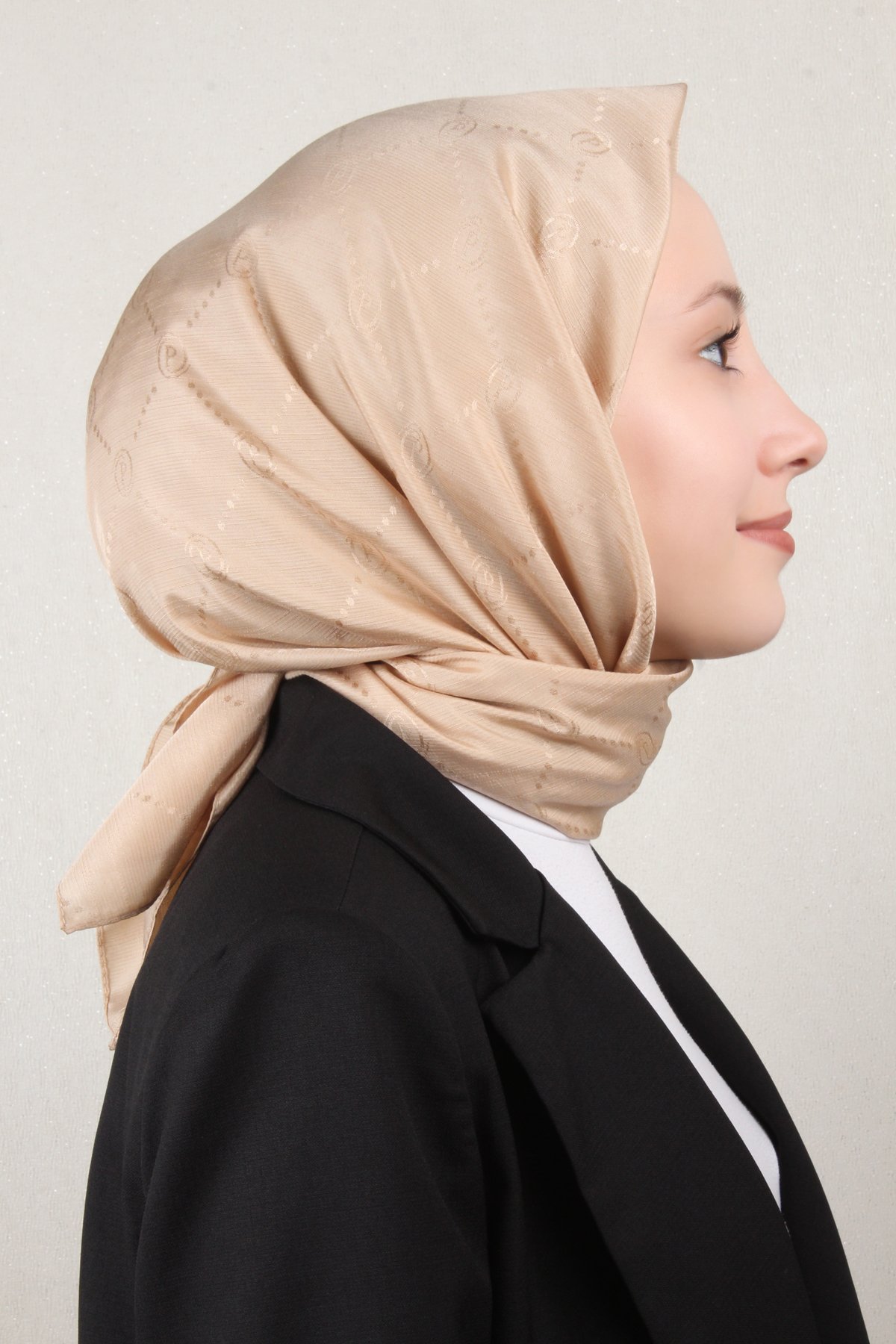 Piramit Monogram Eşarp 4117-20 Bej