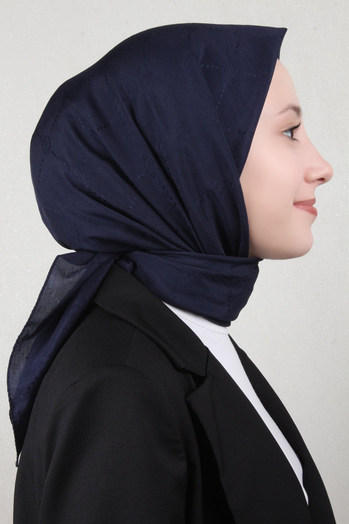 Piramit Monogram Eşarp 4117-22 Lacivert