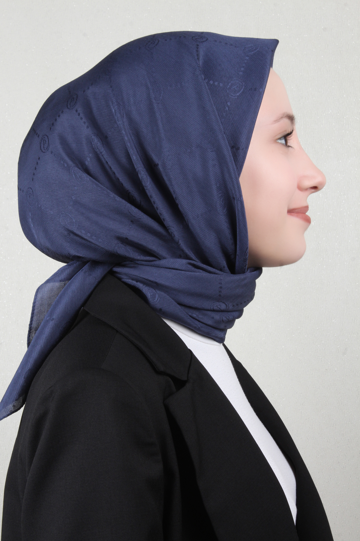 Piramit Monogram Eşarp 4117-25 Lacivert