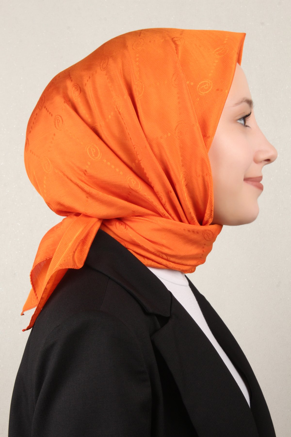 Piramit Monogram Eşarp 4117-28 Turuncu