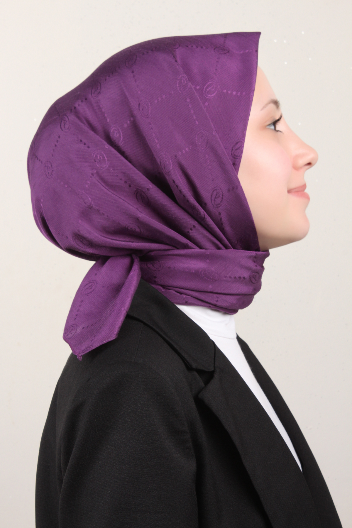 Piramit Monogram Eşarp 4117-31 Mor