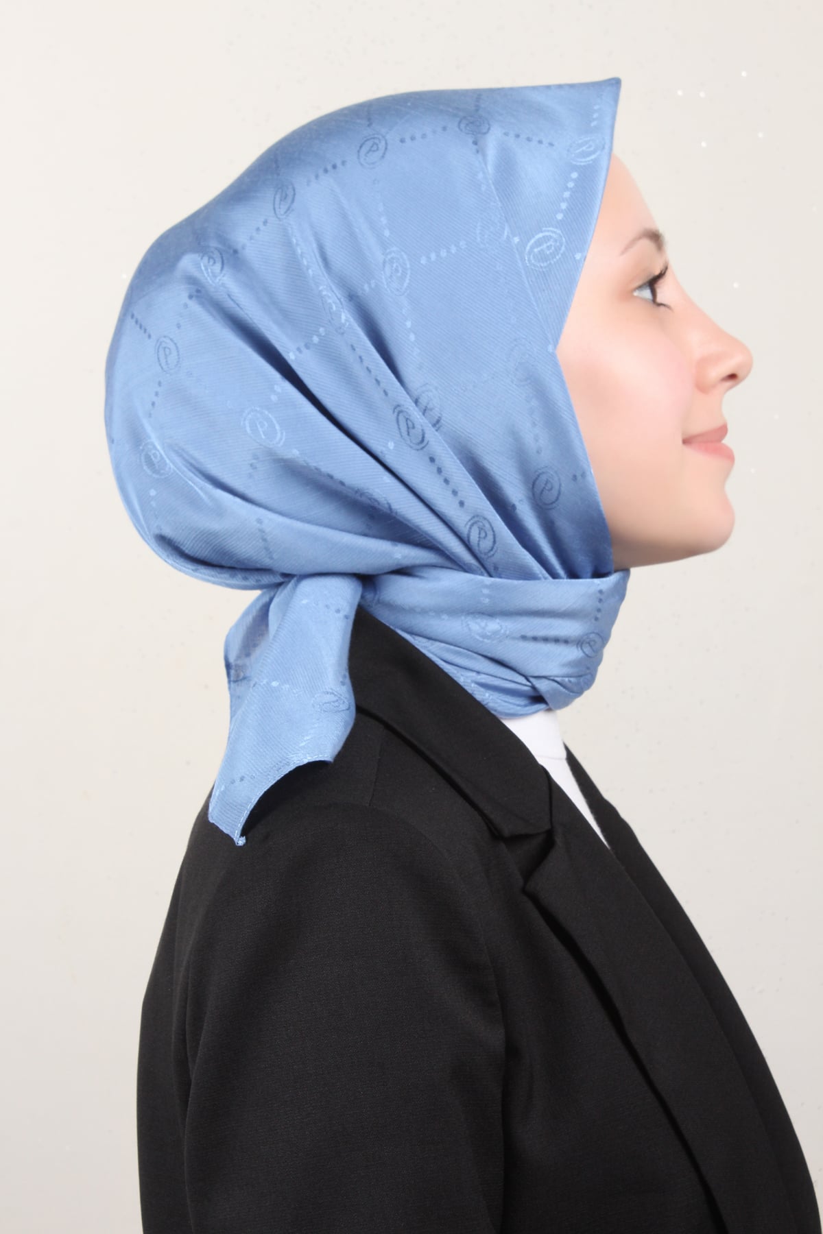 Piramit Monogram Eşarp 4117-33 Mavi