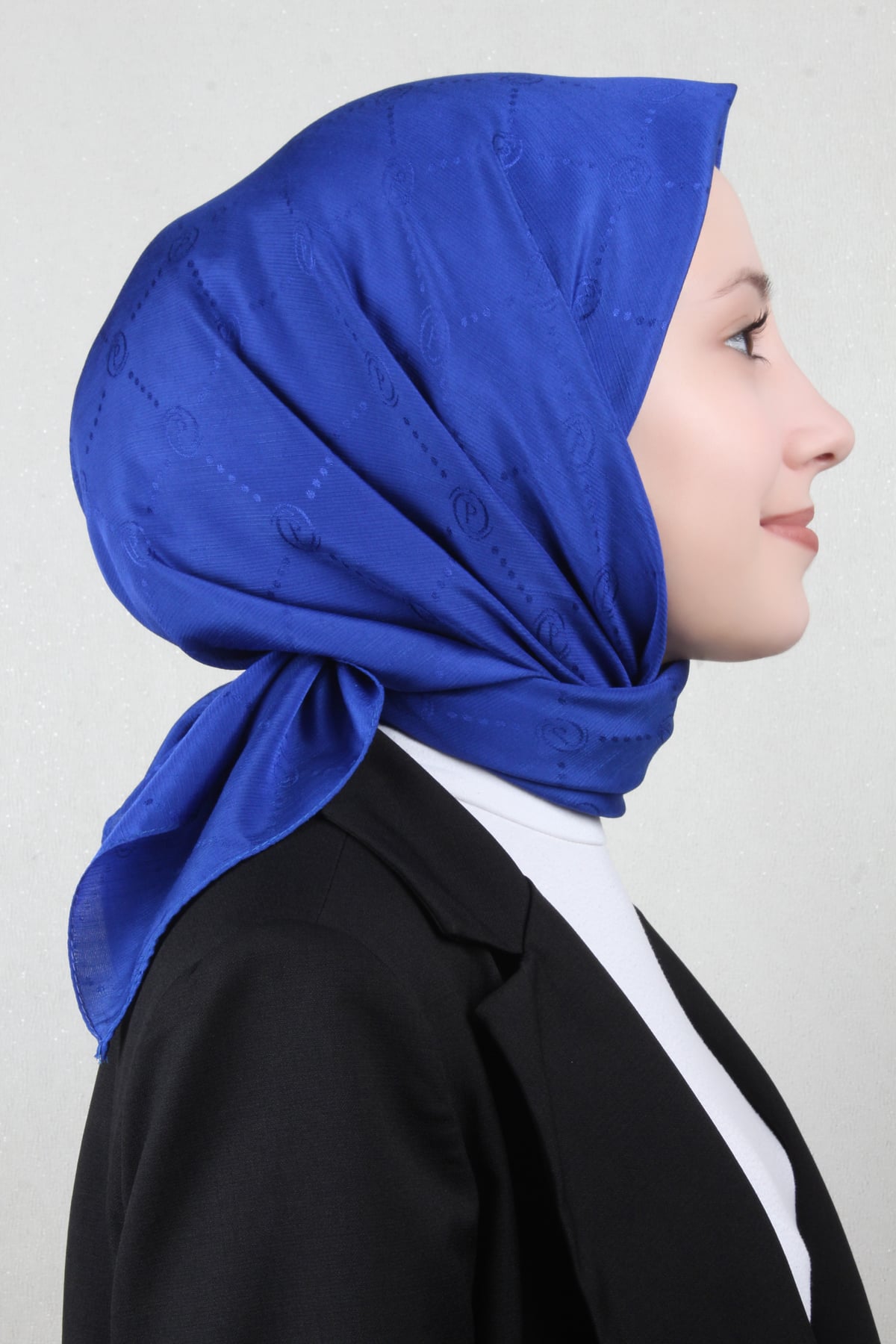 Piramit Monogram Eşarp 4117-8 Saks 