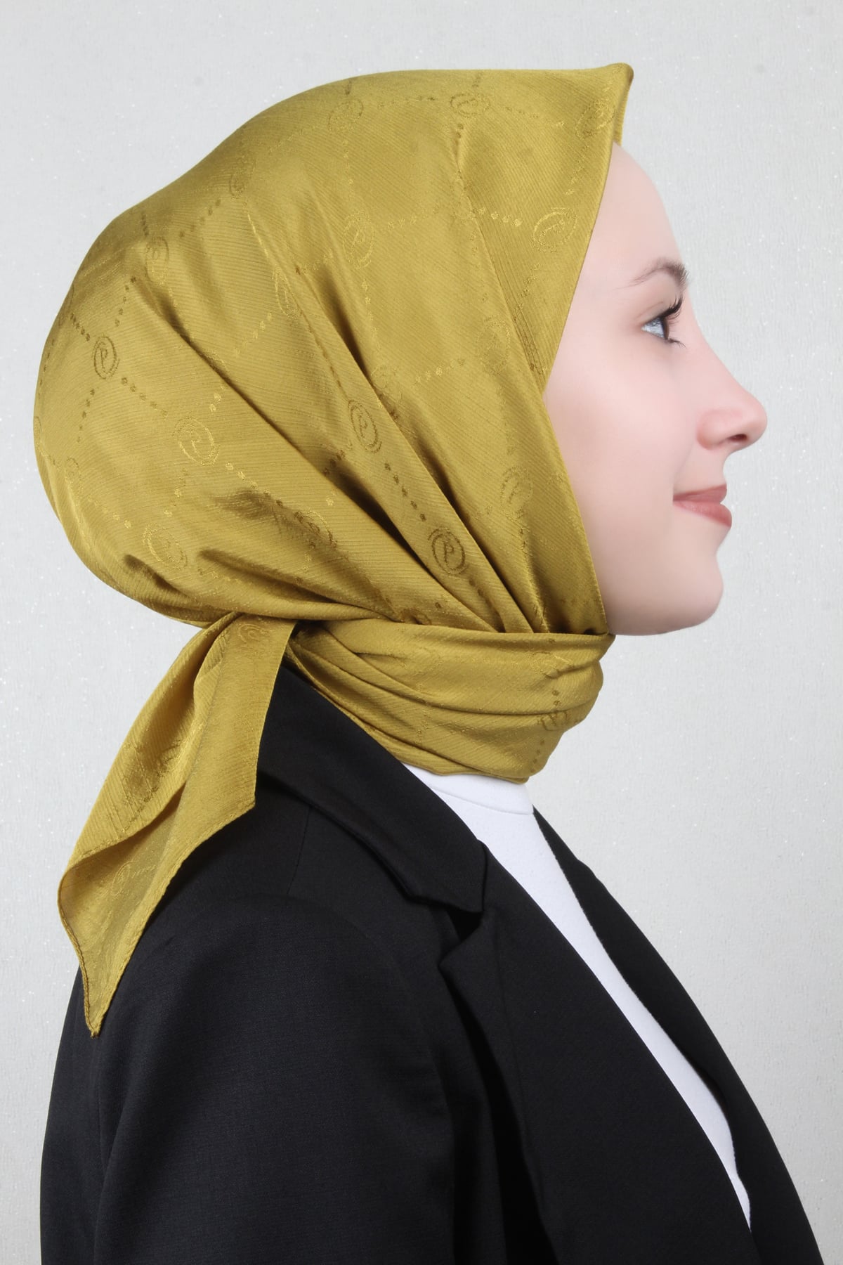 Piramit Monogram Eşarp 4117-9 Yağ Yeşili